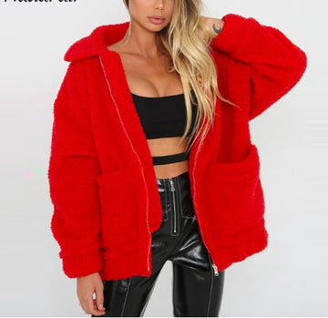 Veste Épaisse en Peluche Chauffante pour l'Hiver pour Femme