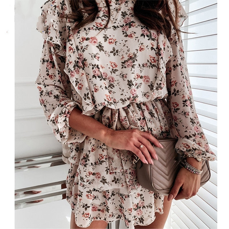 Robe Décontractée à Manches Longues et Imprimé Fleuri pour Femme