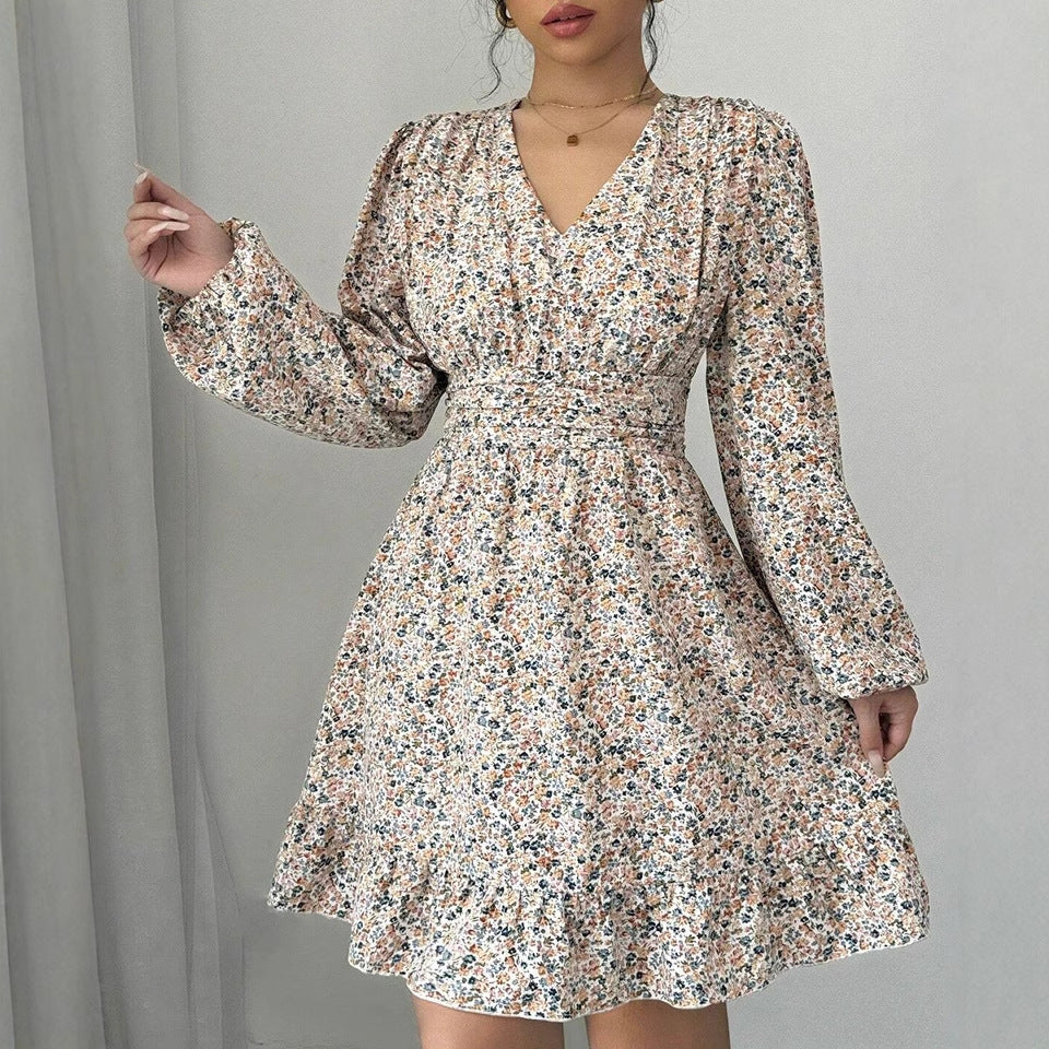 Robe Imprimée à Manches Longues pour Femme