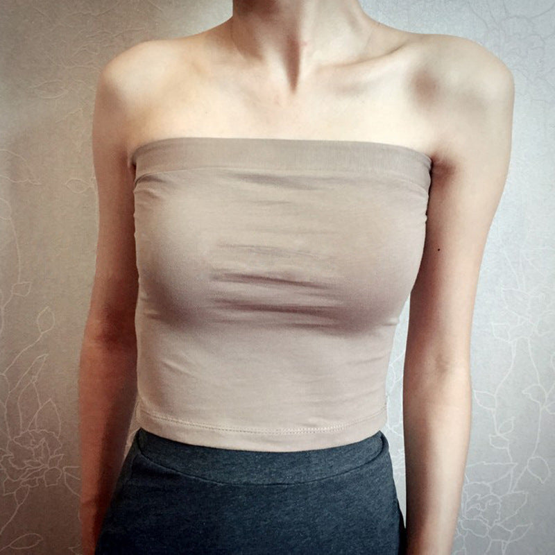 Top court bustier sans bretelles anti-transparence